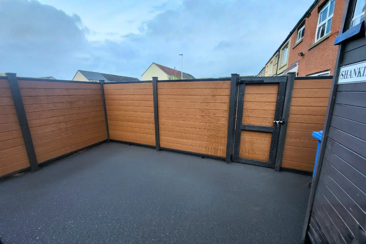 Modern composite fencing with matching gate