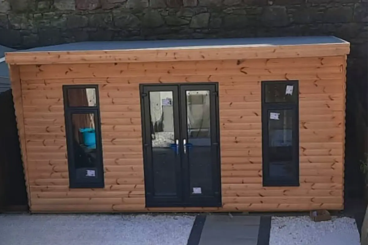 Outdoor office with windows